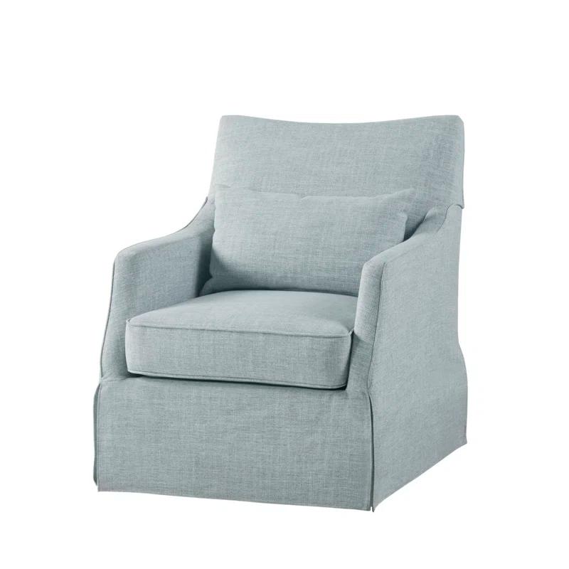 Bedford Farmhouse Light Blue Swivel Accent Chair with Lumbar Support