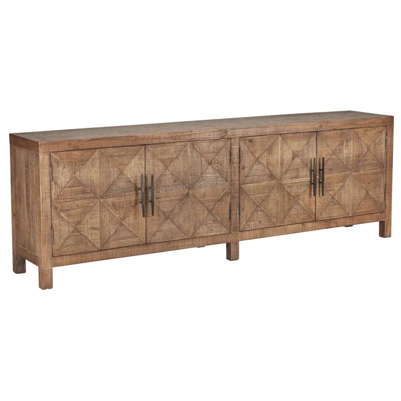 103.5'' Beige Pine Transitional Sideboard with Iron Hardware