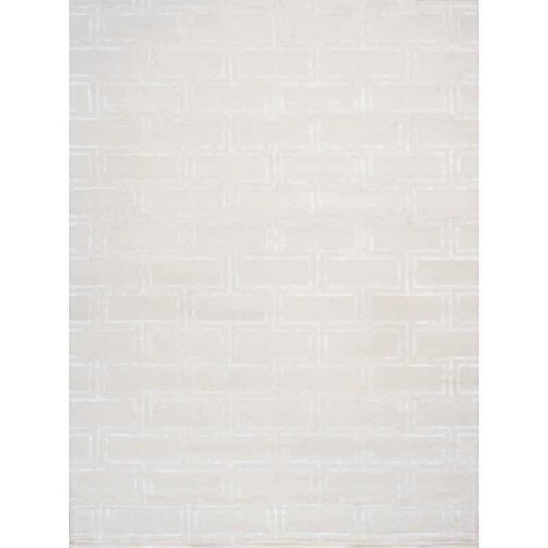 Hand-Tufted Bamboo Silk & Wool Ivory Area Rug