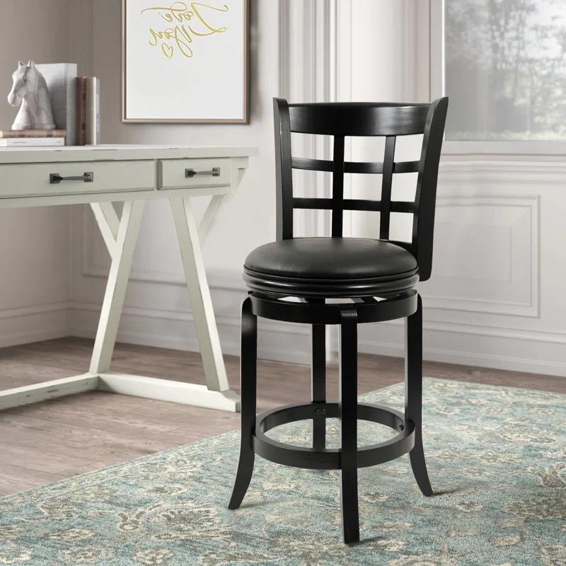Benjara Swivel Solid Wood Counter Stool