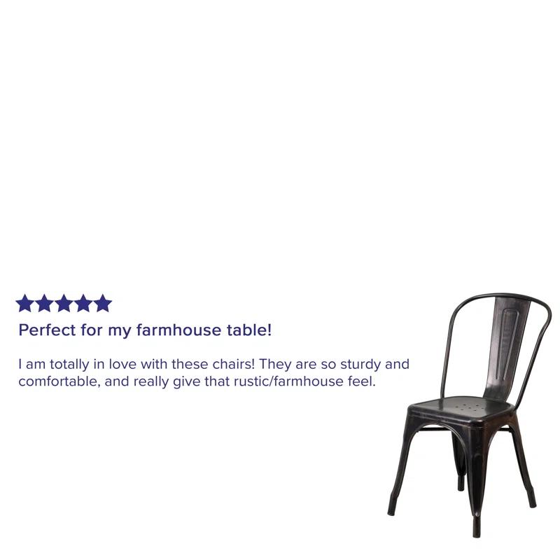 Flash Furniture Hucheson Metal Indoor-Outdoor Stackable Chair - Restaurant Chair - Bistro Chair (Set of 4)