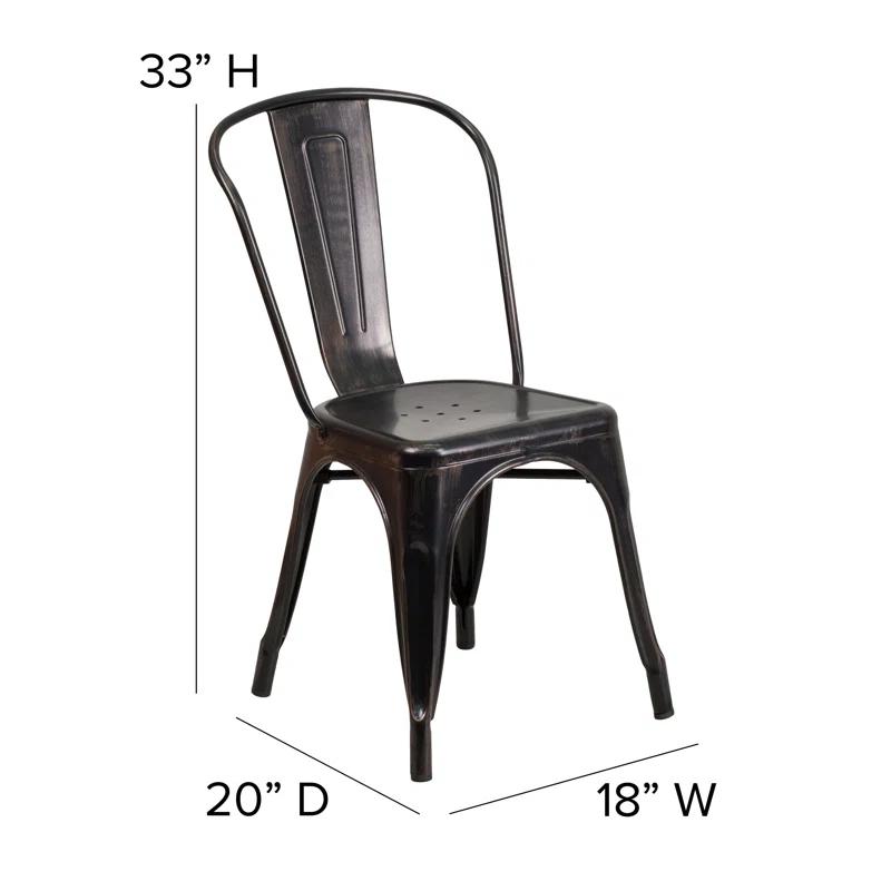 Flash Furniture Hucheson Metal Indoor-Outdoor Stackable Chair - Restaurant Chair - Bistro Chair (Set of 4)
