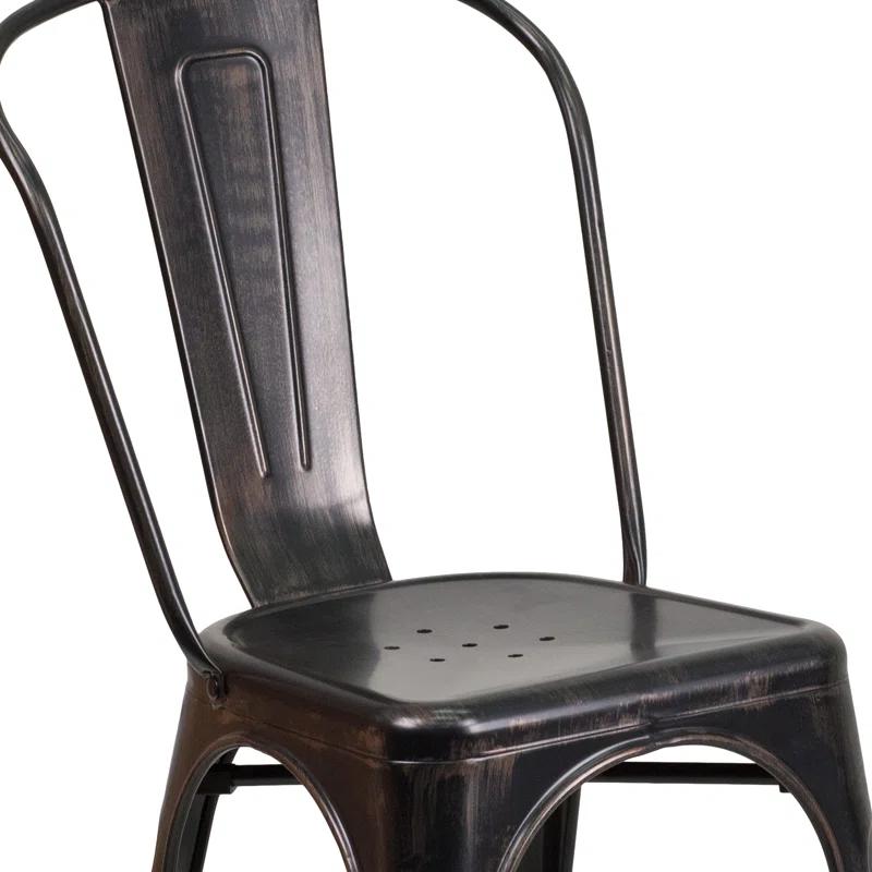 Flash Furniture Hucheson Metal Indoor-Outdoor Stackable Chair - Restaurant Chair - Bistro Chair (Set of 4)