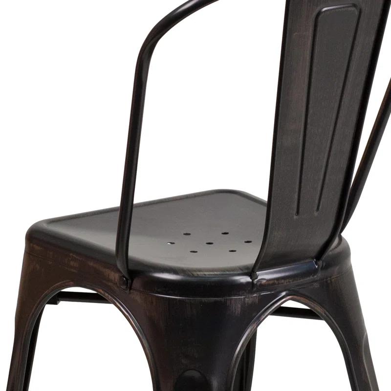 Flash Furniture Hucheson Metal Indoor-Outdoor Stackable Chair - Restaurant Chair - Bistro Chair (Set of 4)