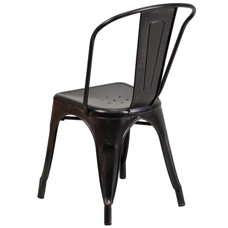 Flash Furniture Hucheson Metal Indoor-Outdoor Stackable Chair - Restaurant Chair - Bistro Chair (Set of 4)