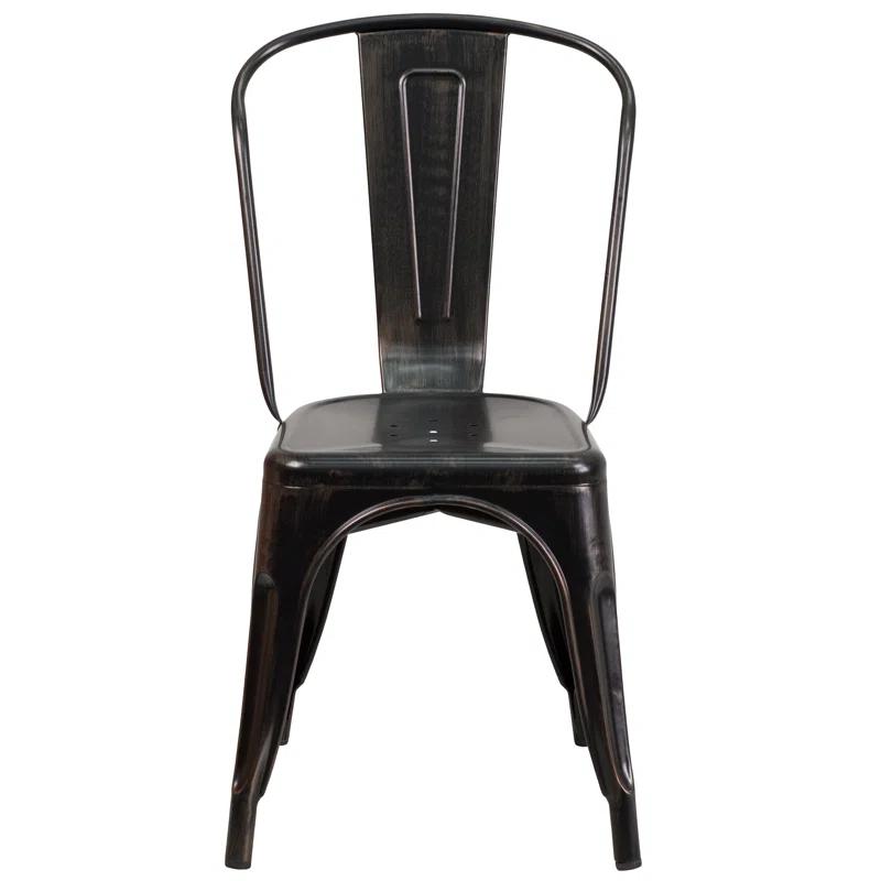 Flash Furniture Hucheson Metal Indoor-Outdoor Stackable Chair - Restaurant Chair - Bistro Chair (Set of 4)