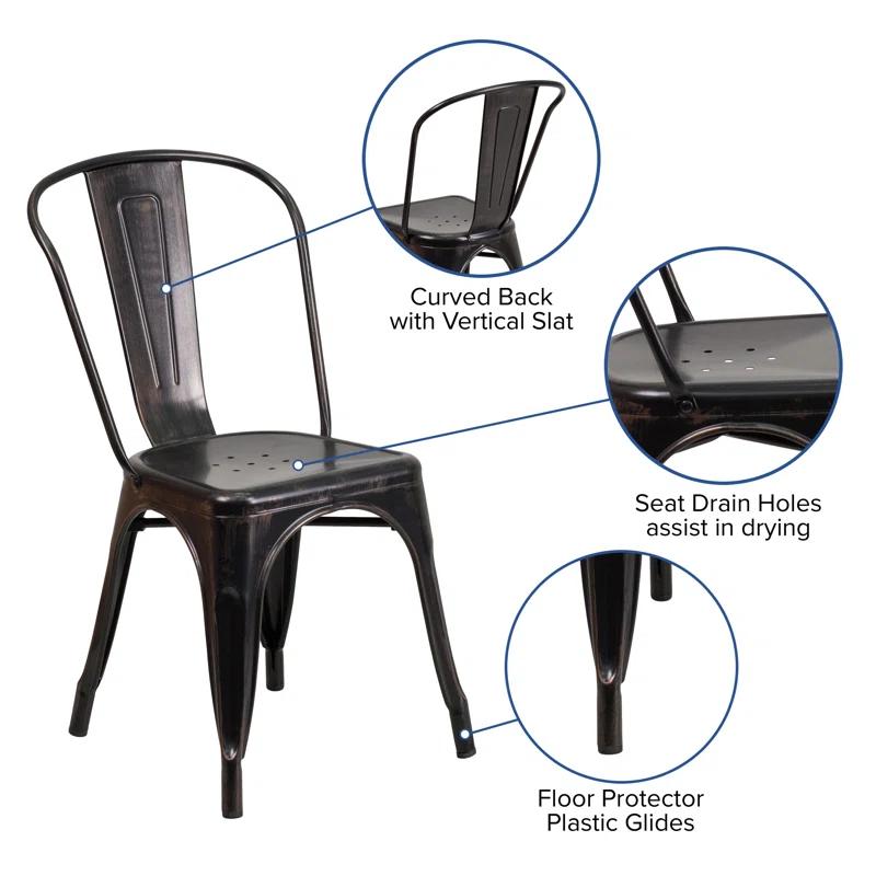 Flash Furniture Hucheson Metal Indoor-Outdoor Stackable Chair - Restaurant Chair - Bistro Chair (Set of 4)