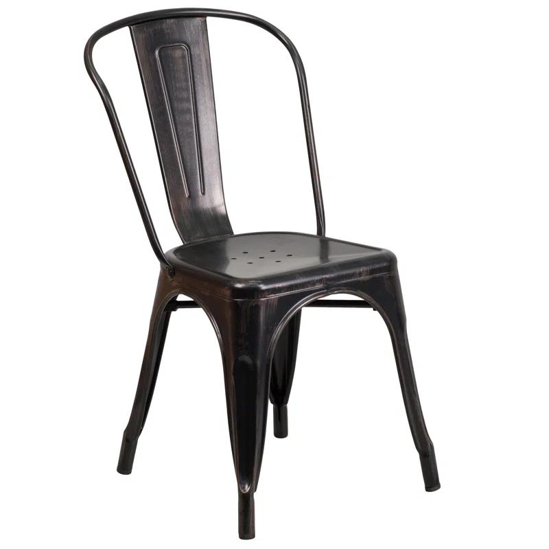 Flash Furniture Hucheson Metal Indoor-Outdoor Stackable Chair - Restaurant Chair - Bistro Chair (Set of 4)