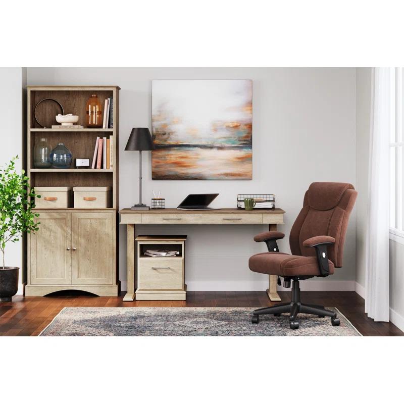 Elmferd Classic Brown 54" Adjustable Home Office Desk with USB Port