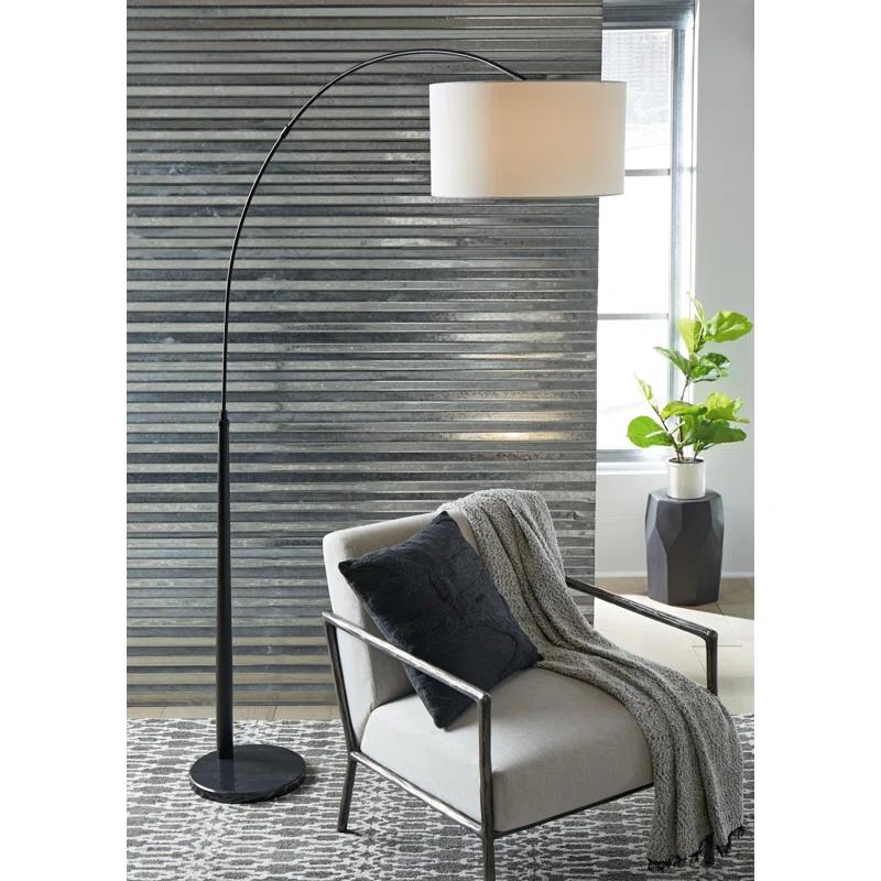 Veergate Black and White Contemporary Arc Floor Lamp
