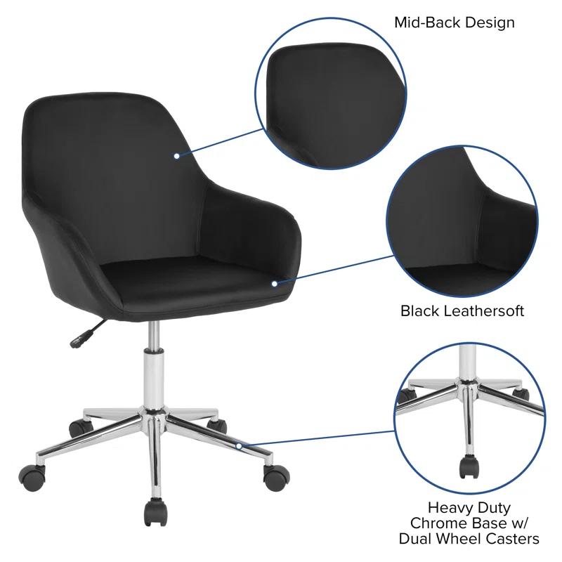Flash Furniture Cortana Contemporary Home & Office Mid-Back LeatherSoft Upholstered Swivel Chair