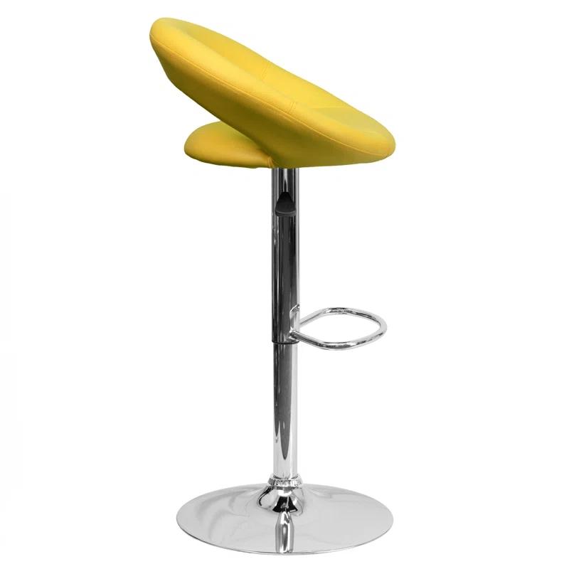 Flash Furniture Contemporary Vinyl Rounded Orbit-Style Back Adjustable Height Barstool with Chrome Base