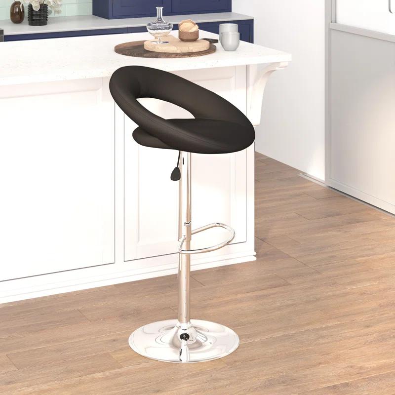 Flash Furniture Contemporary Vinyl Rounded Orbit-Style Back Adjustable Height Barstool with Chrome Base