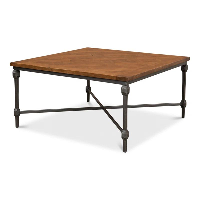 Transitional Square Wood Coffee Table in Rich Brown