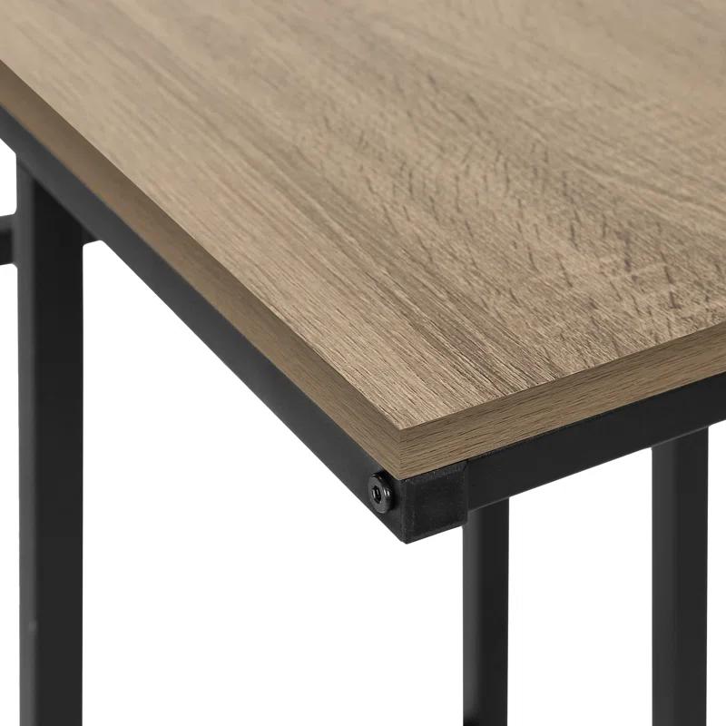 Accent Table C-shaped, End, Side, Snack, Living Room, Bedroom, Metal, Laminate, Contemporary