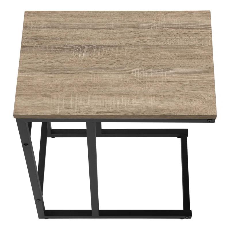 Accent Table C-shaped, End, Side, Snack, Living Room, Bedroom, Metal, Laminate, Contemporary