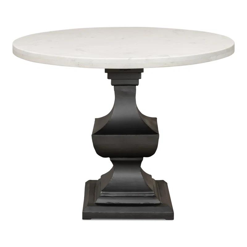 Haviland 40" Transitional Black Marble Round Dining Table