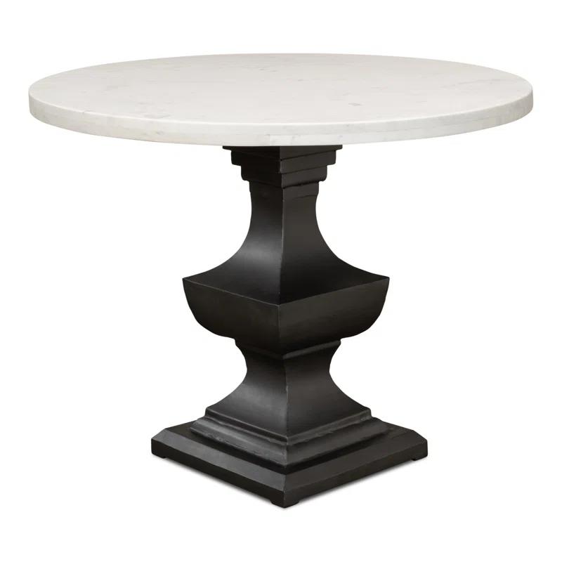 Haviland 40" Transitional Black Marble Round Dining Table