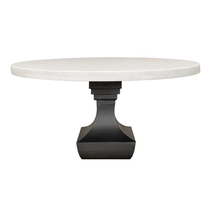 Haviland 40" Transitional Black Marble Round Dining Table