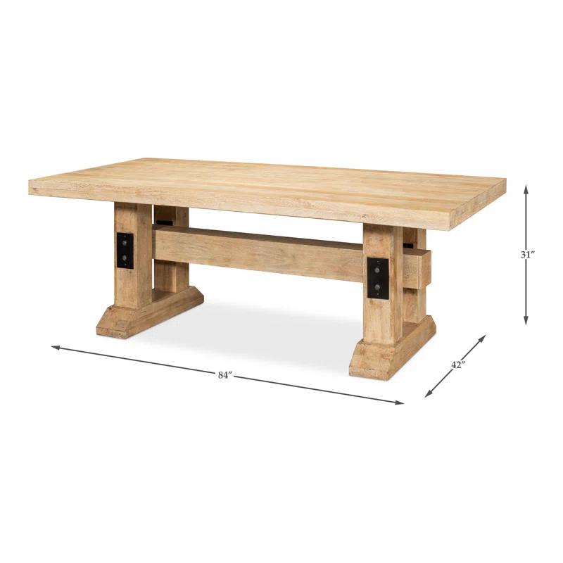 Massive Sienna Mango Wood Trestle Dining Table