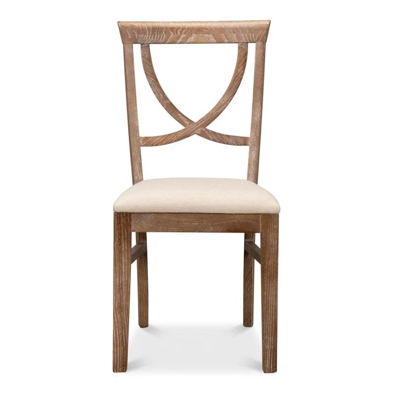 Monet's Sailcloth Beige Linen & Wood Upholstered Side Chair