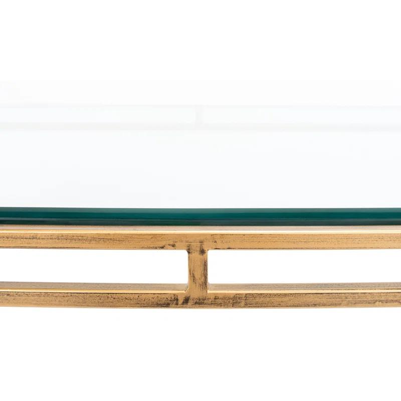 Parallel Sled 48'' Gold Metal and Glass Rectangular Coffee Table