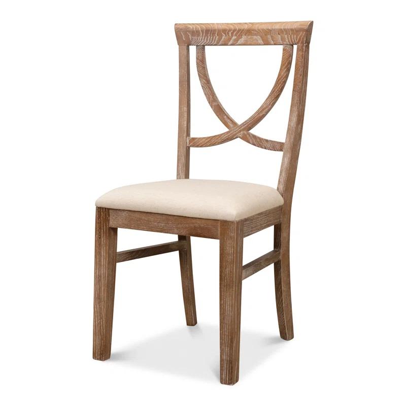 Monet's Sailcloth Beige Linen & Wood Upholstered Side Chair