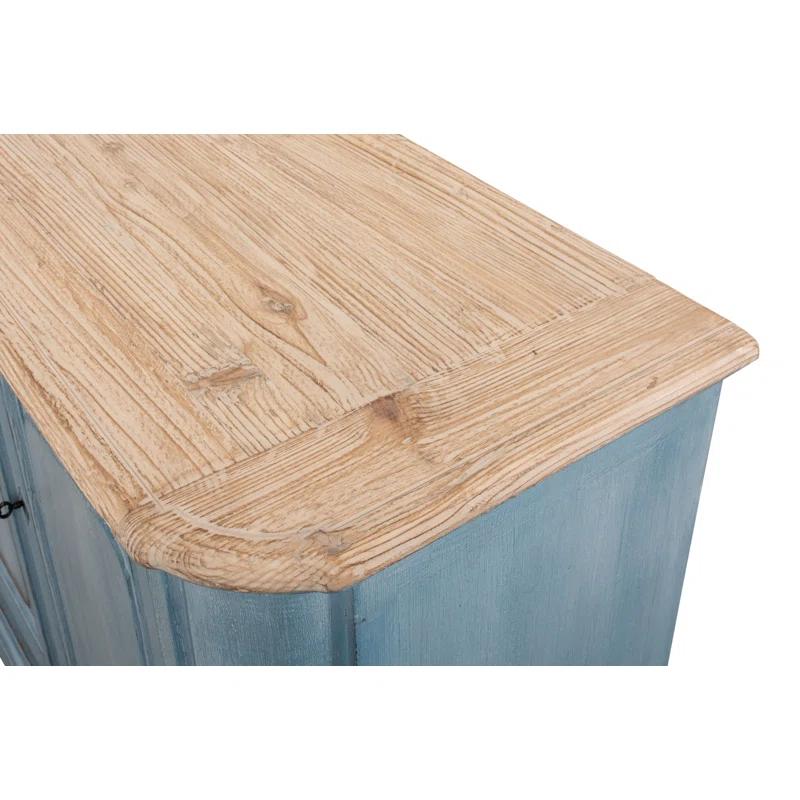 Sarreid Sky Blue 119'' Pine Top Solid Wood Sideboard