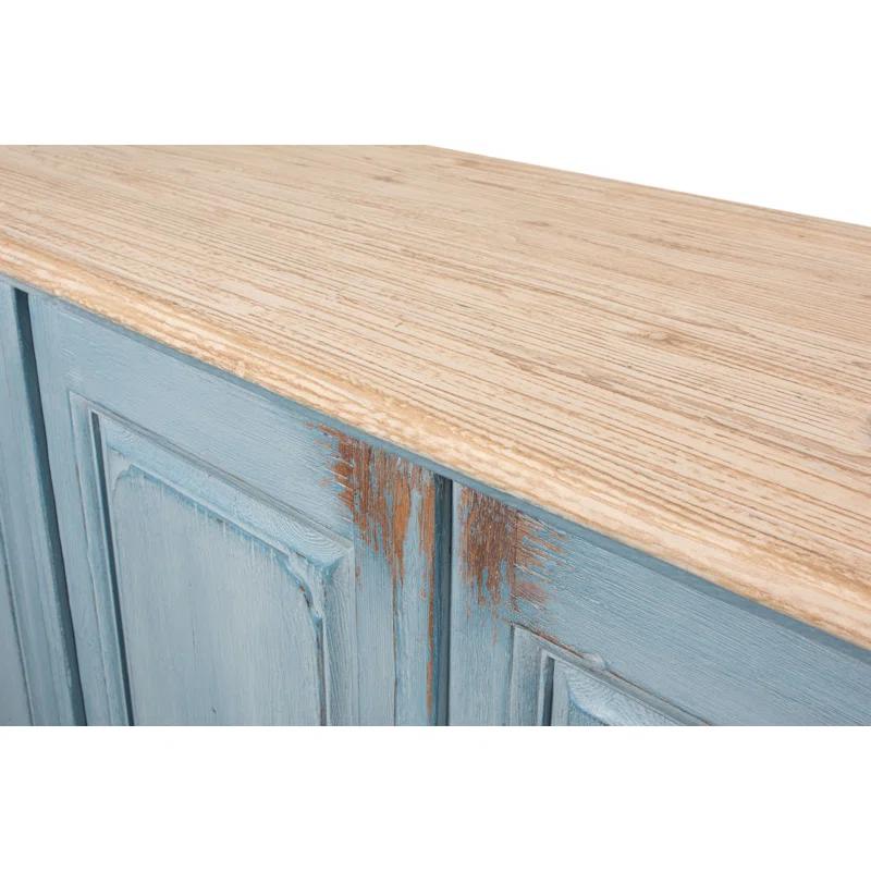Sarreid Sky Blue 119'' Pine Top Solid Wood Sideboard