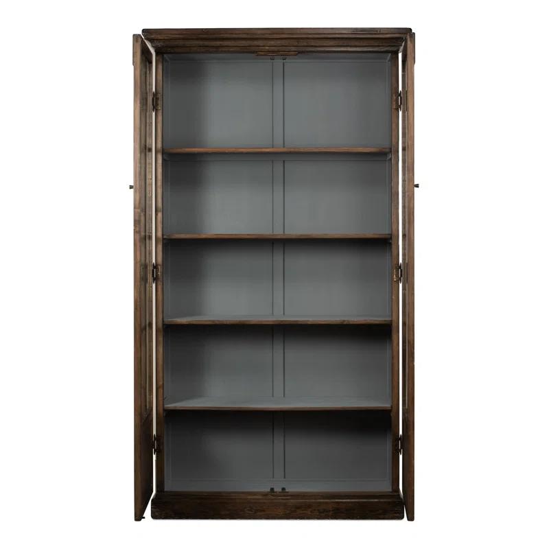 Refined Arches 50'' Traditional Brown Wood Bookcase with Doors