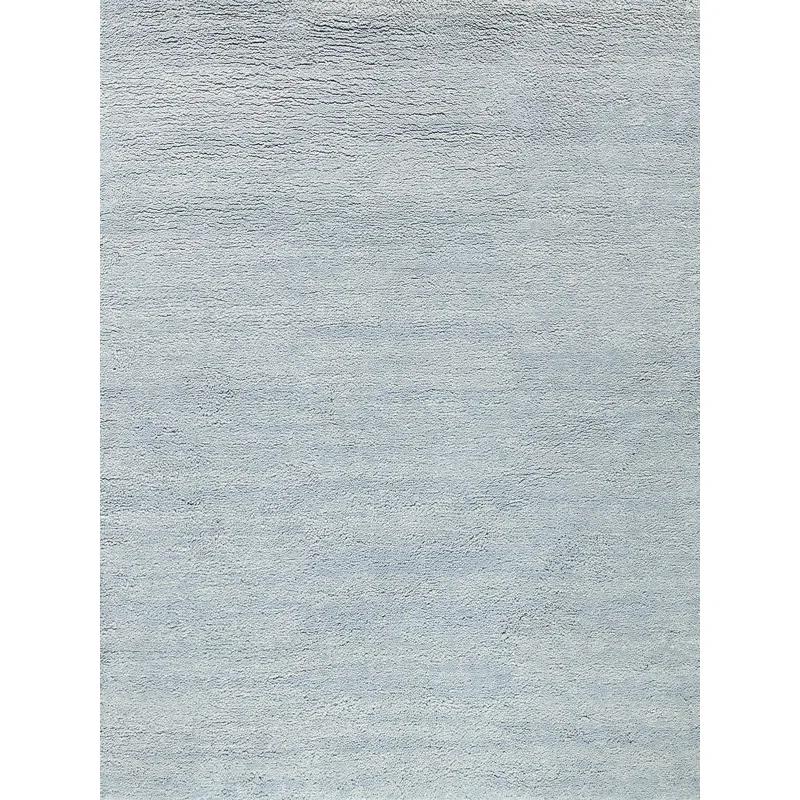 Luxurious Merino Wool Hand-Knotted 8' x 10' Blue Area Rug
