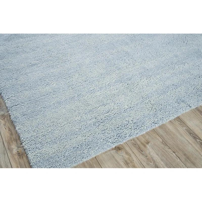Luxurious Merino Wool Hand-Knotted 8' x 10' Blue Area Rug