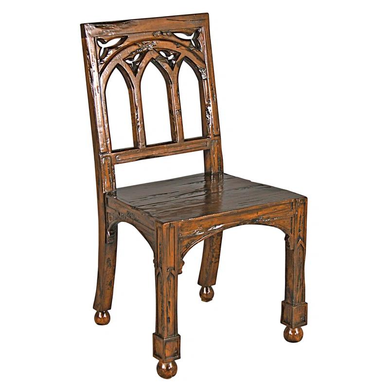 Rustic Gothic Solid Mahogany 19" Handcrafted Side Chair