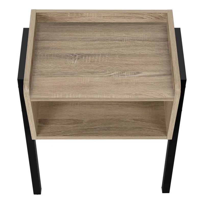 23" Black Metal and Brown Wood Rectangular Accent Table