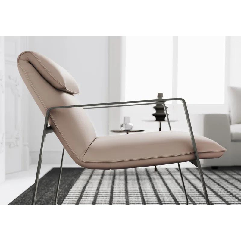 Evans Macadamia Genuine Leather Mid-Century Lounge Chair