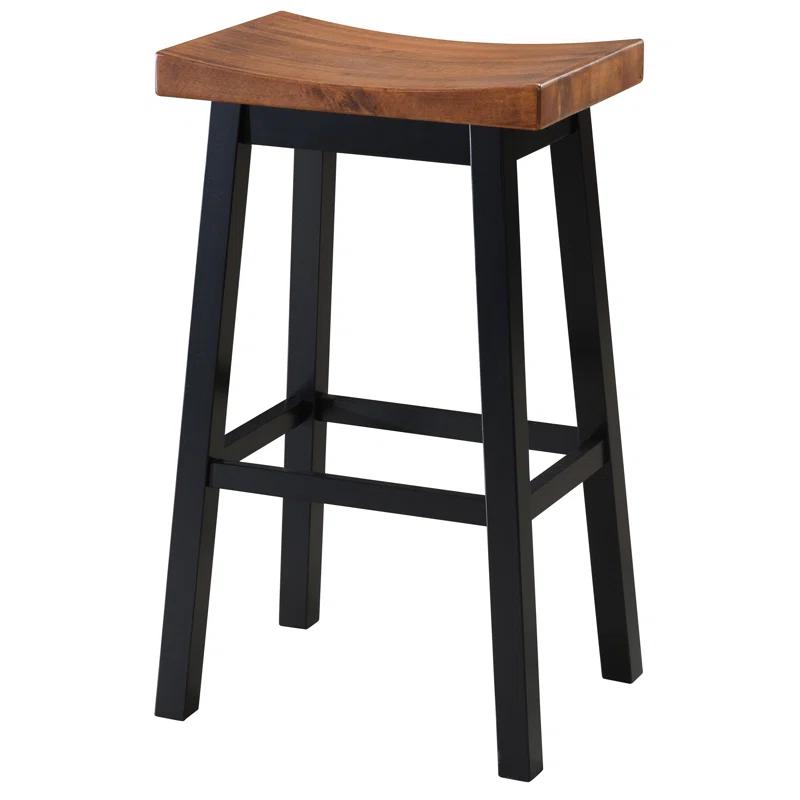 LuXeo LuXeo Lakewood Solid Wood Saddle Barstool (Set of 2)