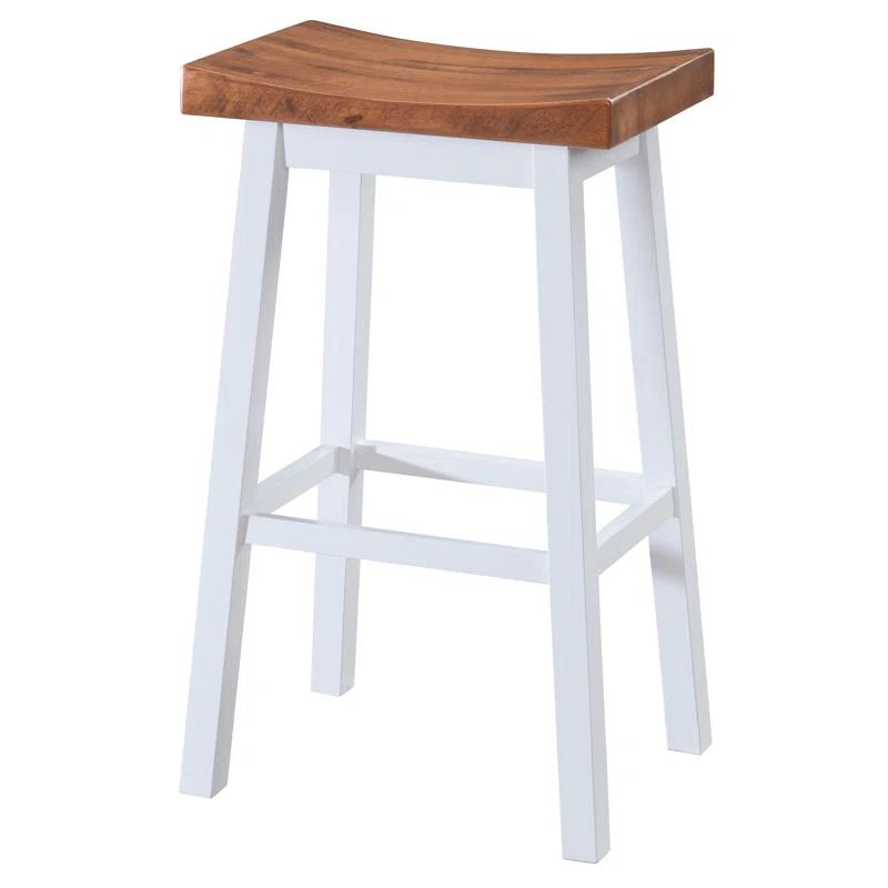 LuXeo Lakewood Solid Wood Saddle Barstool (Set of 2)