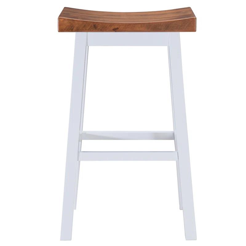 LuXeo Lakewood Solid Wood Saddle Barstool (Set of 2)
