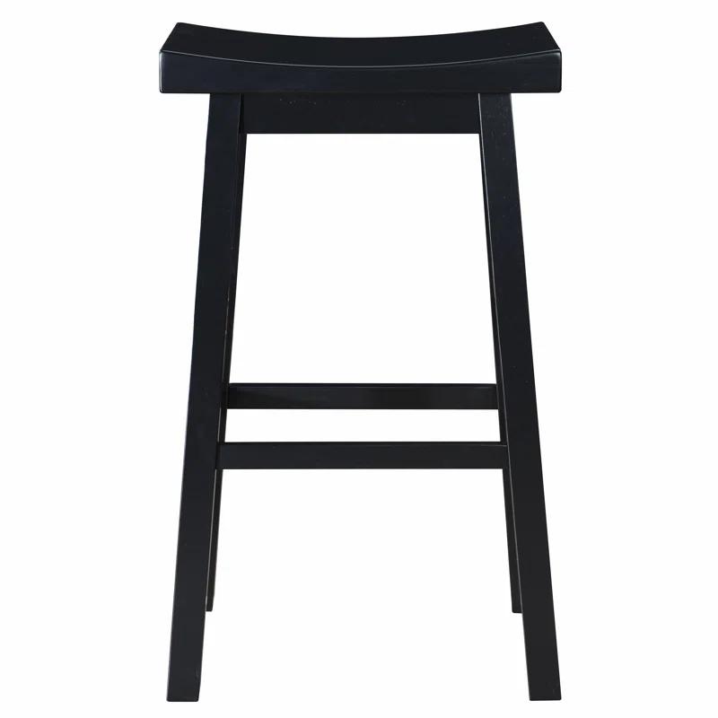 LuXeo Lakewood Solid Wood Saddle Barstool (Set of 2)