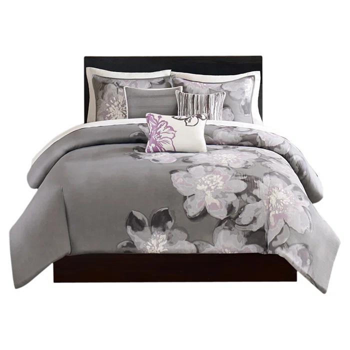 Madison Park Gray Reversible Modern & Contemporary 6 Piece Duvet Cover Set