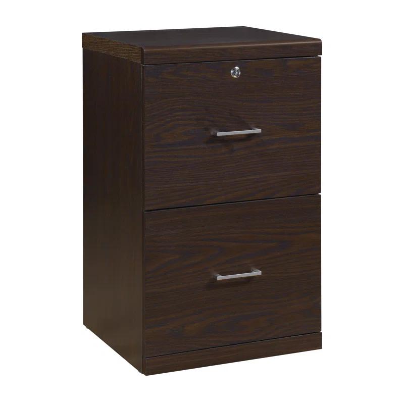 Espresso Alpine 2-Drawer Vertical Lockable File Cabinet