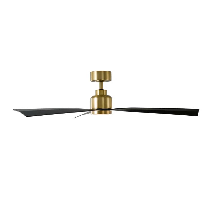 52'' Soft Brass & Matte Black Smart Ceiling Fan with Remote