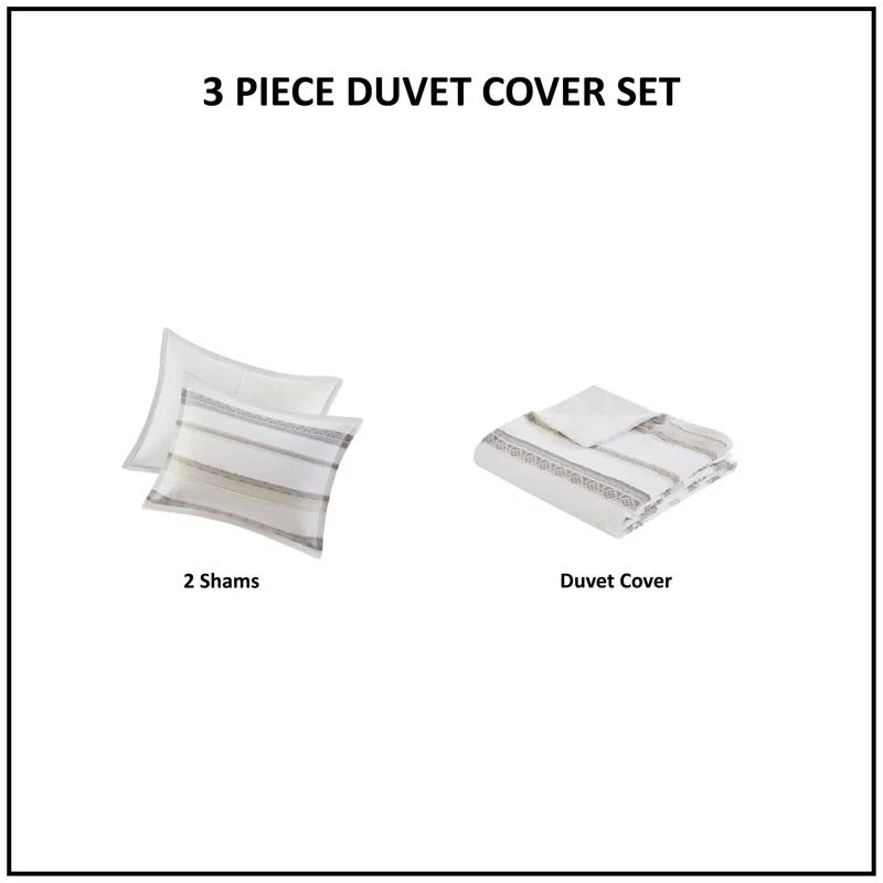 510 Design Langley 3 Piece Clipped Jacquard Duvet Cover Set