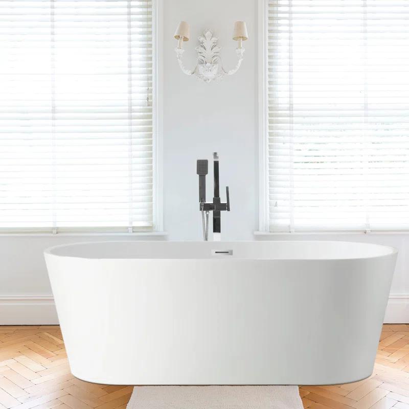 Iris 59" x 30" Freestanding Soaking Acrylic Bathtub