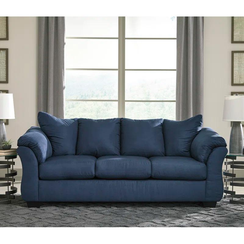 Contemporary Darcy 89'' Navy Blue Upholstered Sofa