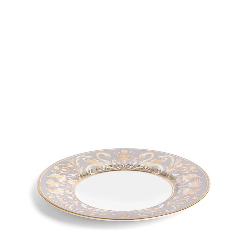 French Country Gray Porcelain Animal Print Salad Plate