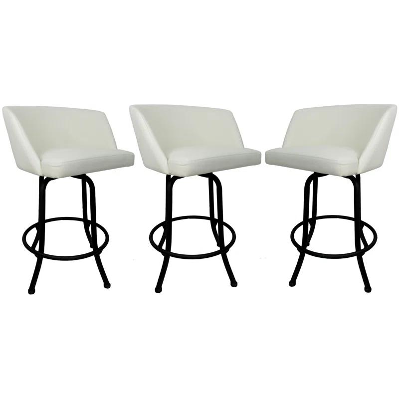 Joey Swivel Spectator Height 34'' Black & Beige Bar Stool