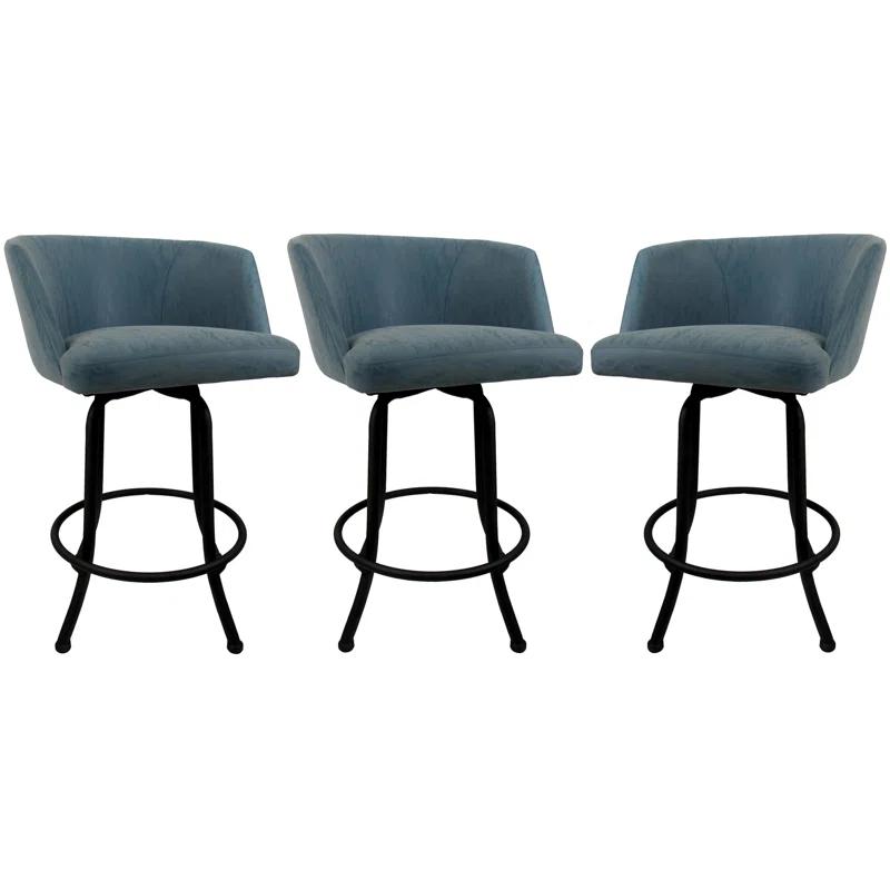 Joey Swivel Spectator Height 34'' Black & Beige Bar Stool