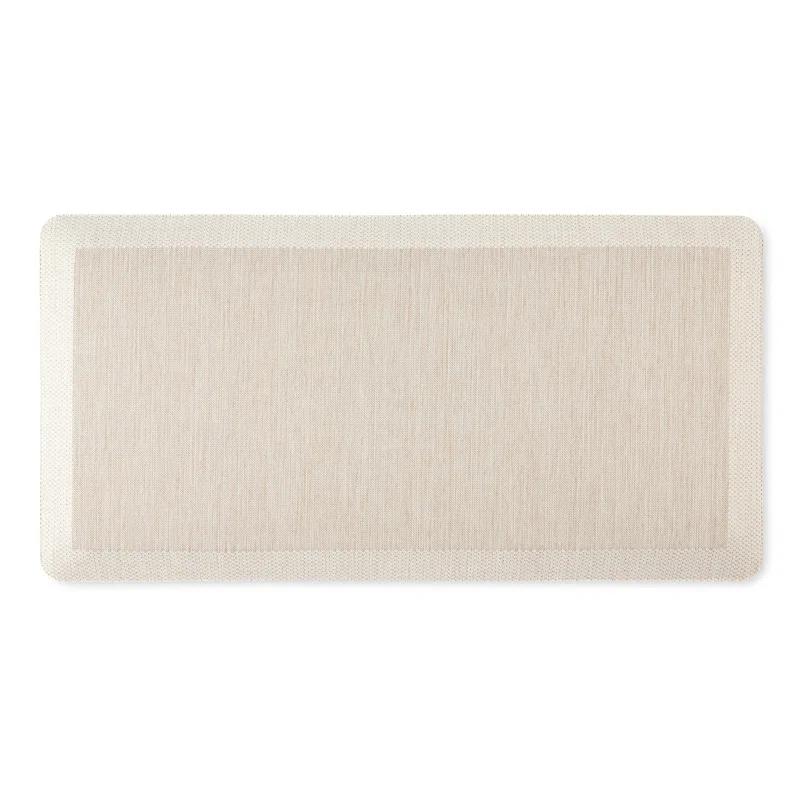 Beige Heathered Anti-Fatigue Kitchen Mat with Border