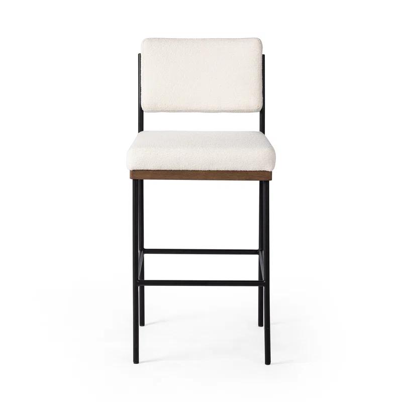 Ashford Fayette Cloud White Leather Counter Stool with Black Metal Frame